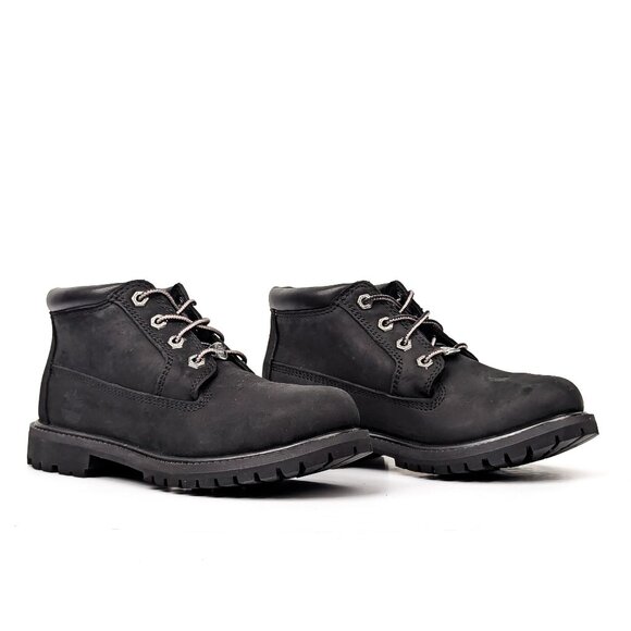 Timberland Women Nellie Black Leather Lace-up Combat Boots size 6US EUR 37 - Picture 1 of 8